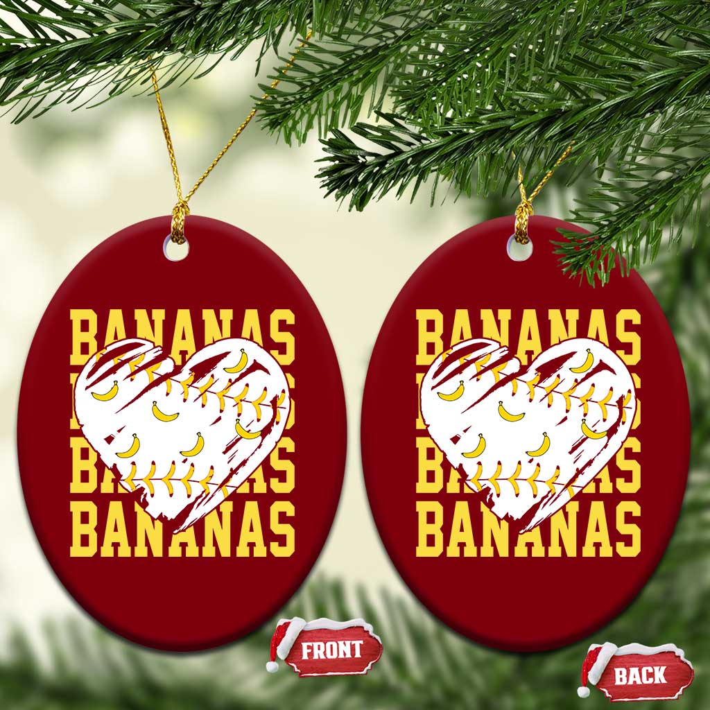 Retro Bananas Ceramic Ornament Vintage Baseball Heart Graphic Game Day Gifts TS10 Print Your Wear