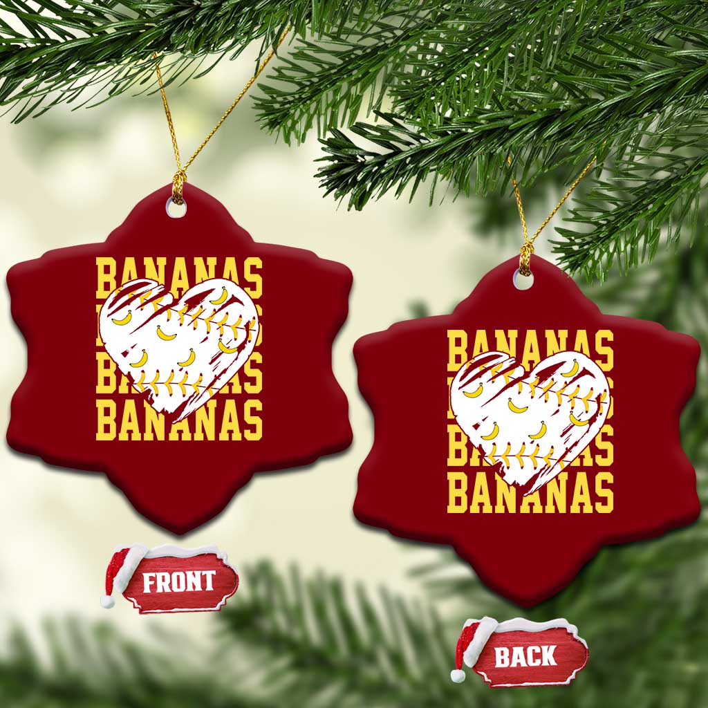 Retro Bananas Ceramic Ornament Vintage Baseball Heart Graphic Game Day Gifts TS10 Print Your Wear