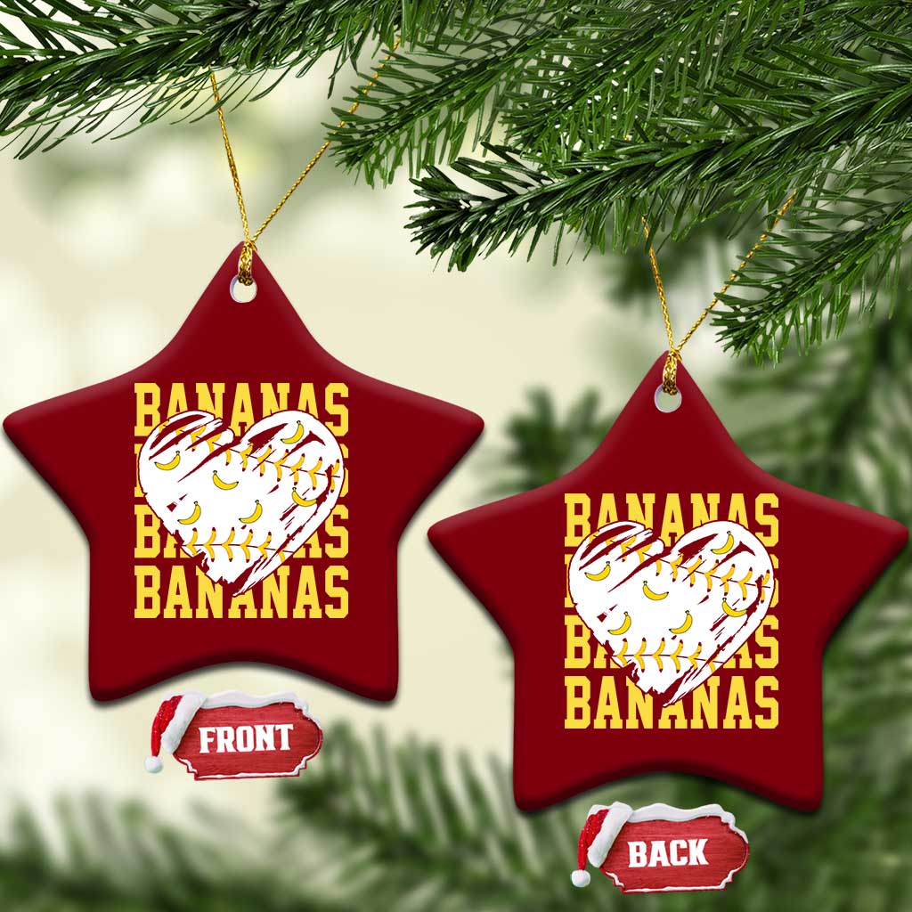 Retro Bananas Ceramic Ornament Vintage Baseball Heart Graphic Game Day Gifts TS10 Print Your Wear