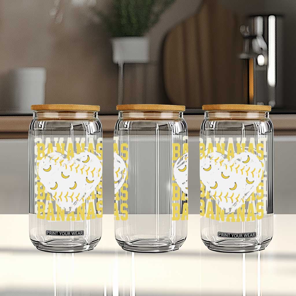 Retro Bananas Glass Can Vintage Baseball Heart Graphic Game Day Gifts TS10 Print Your Wear