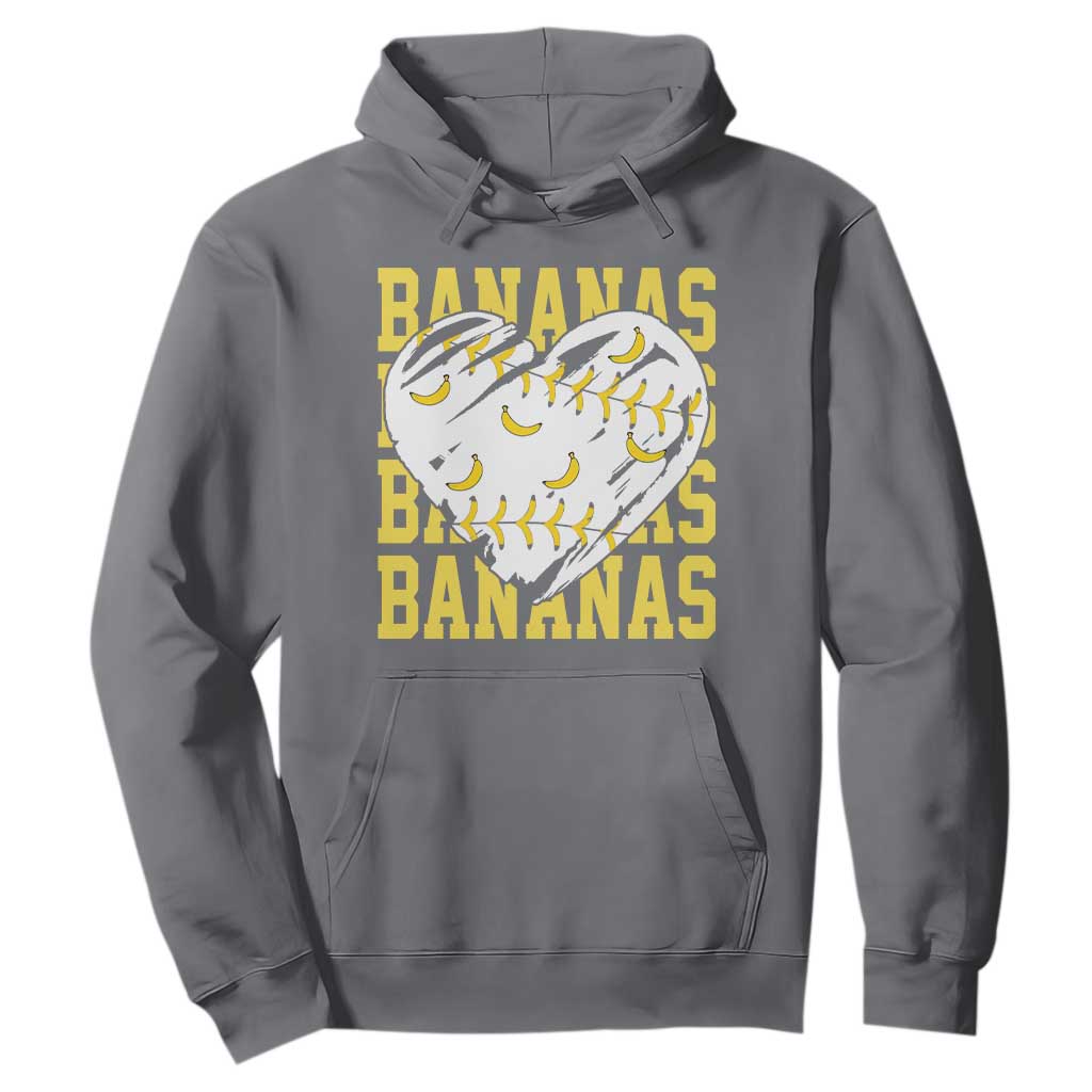 Retro Bananas Hoodie Vintage Baseball Heart Graphic Game Day Gifts TS10 Charcoal Print Your Wear