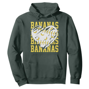 Retro Bananas Hoodie Vintage Baseball Heart Graphic Game Day Gifts TS10 Dark Forest Green Print Your Wear