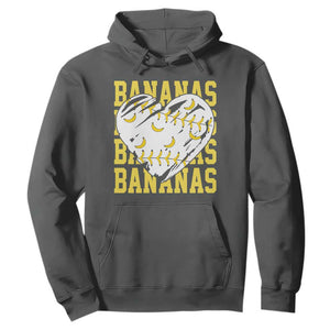 Retro Bananas Hoodie Vintage Baseball Heart Graphic Game Day Gifts TS10 Dark Heather Print Your Wear