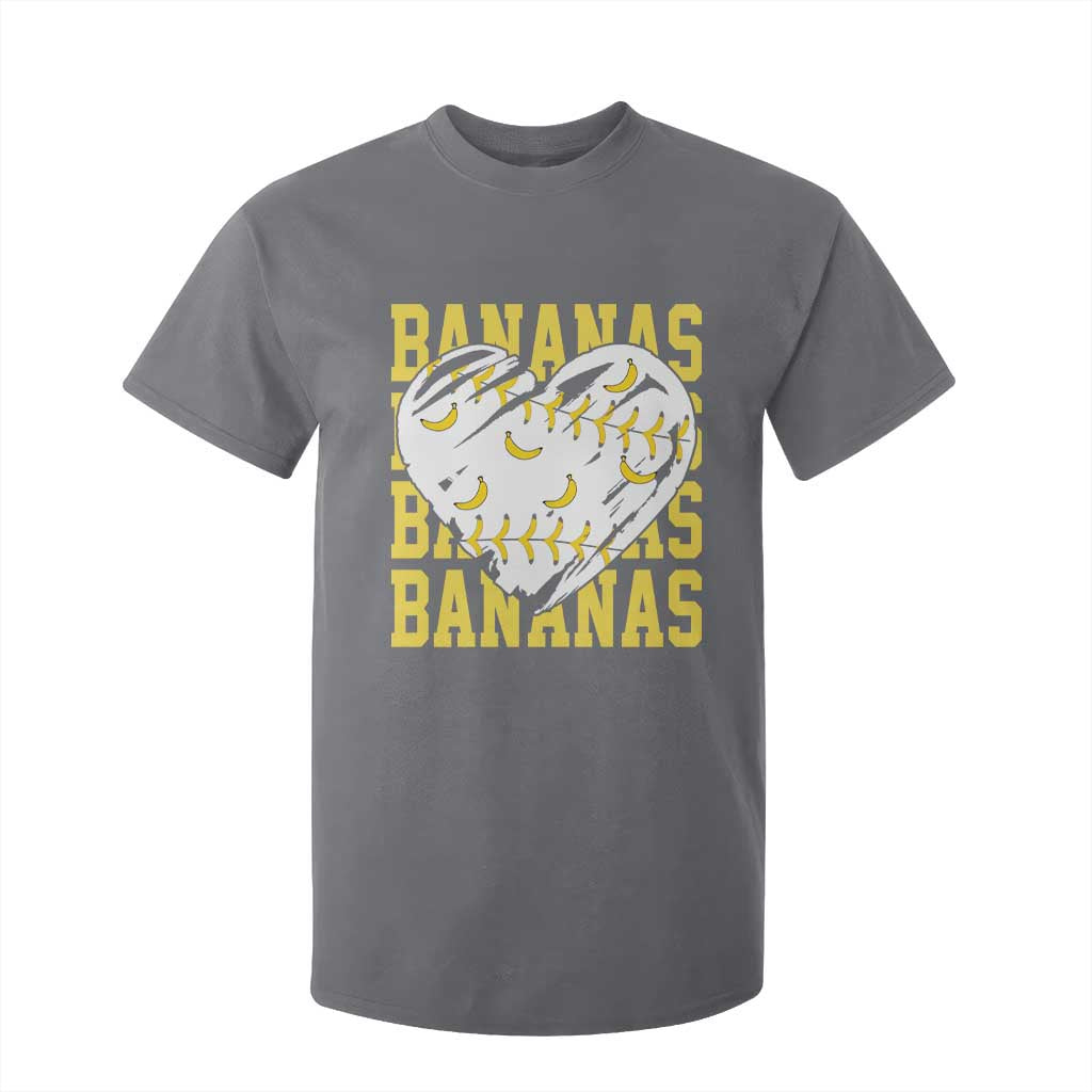 Retro Bananas T Shirt For Kid Vintage Baseball Heart Graphic Game Day Gifts TS10 Charcoal Print Your Wear