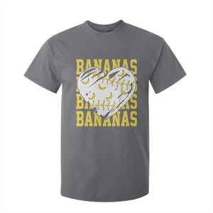 Retro Bananas T Shirt For Kid Vintage Baseball Heart Graphic Game Day Gifts TS10 Charcoal Print Your Wear