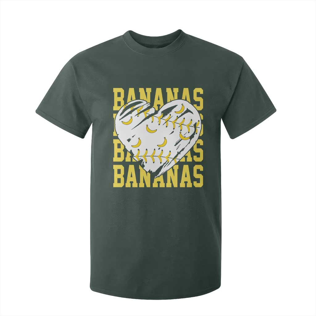 Retro Bananas T Shirt For Kid Vintage Baseball Heart Graphic Game Day Gifts TS10 Dark Forest Green Print Your Wear