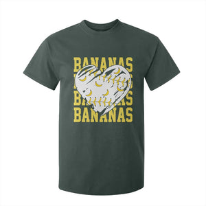 Retro Bananas T Shirt For Kid Vintage Baseball Heart Graphic Game Day Gifts TS10 Dark Forest Green Print Your Wear
