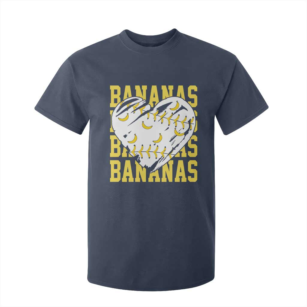 Retro Bananas T Shirt For Kid Vintage Baseball Heart Graphic Game Day Gifts TS10 Navy Print Your Wear