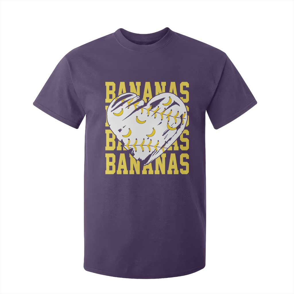 Retro Bananas T Shirt For Kid Vintage Baseball Heart Graphic Game Day Gifts TS10 Purple Print Your Wear