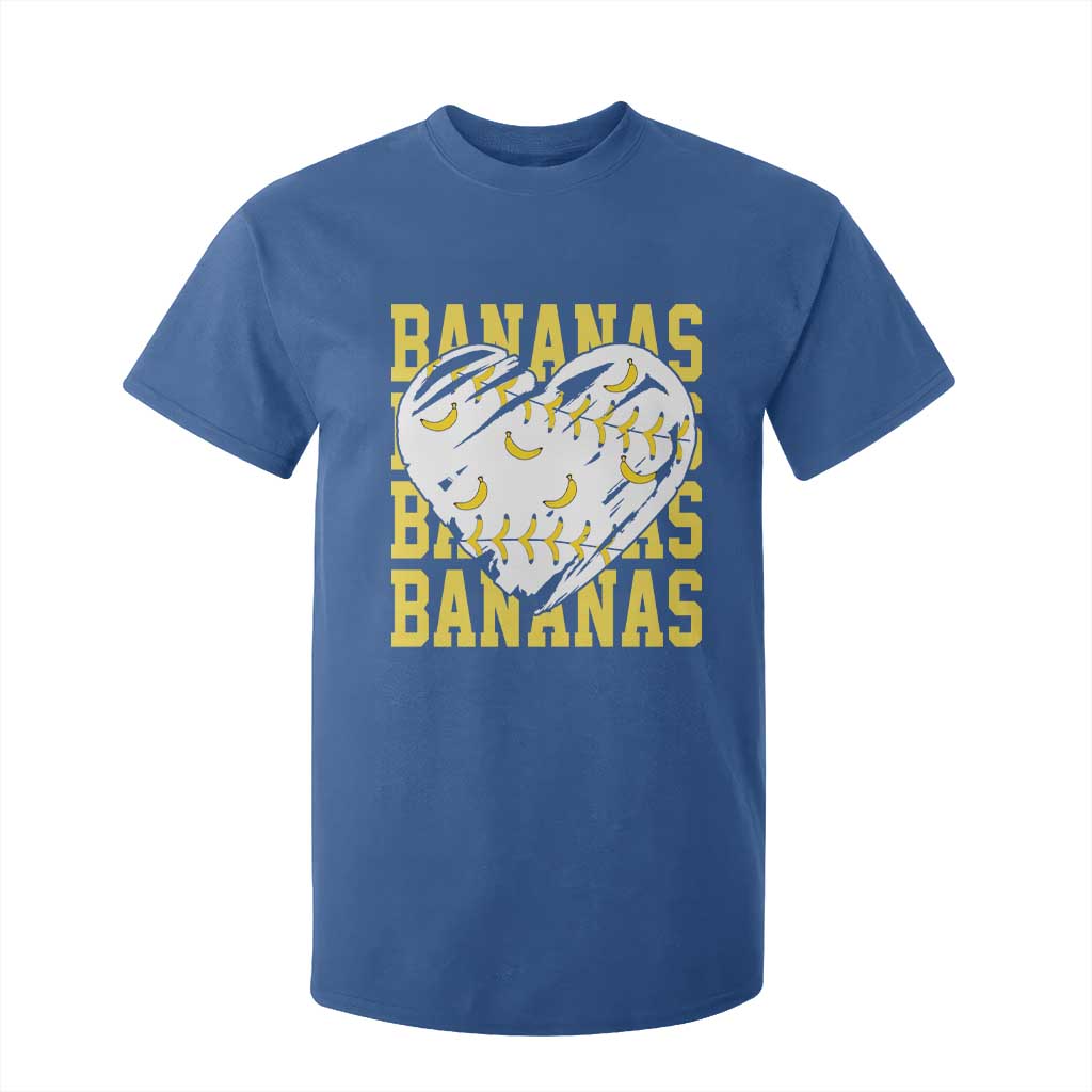 Retro Bananas T Shirt For Kid Vintage Baseball Heart Graphic Game Day Gifts TS10 Royal Blue Print Your Wear