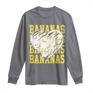 Retro Bananas Long Sleeve Shirt Vintage Baseball Heart Graphic Game Day Gifts TS10 Charcoal Print Your Wear