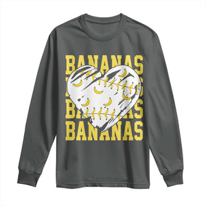 Retro Bananas Long Sleeve Shirt Vintage Baseball Heart Graphic Game Day Gifts TS10 Dark Heather Print Your Wear