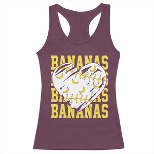 Retro Bananas Racerback Tank Top Vintage Baseball Heart Graphic Game Day Gifts TS10 Maroon Print Your Wear