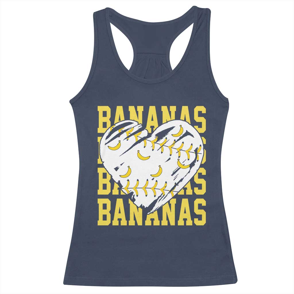 Retro Bananas Racerback Tank Top Vintage Baseball Heart Graphic Game Day Gifts TS10 Navy Print Your Wear