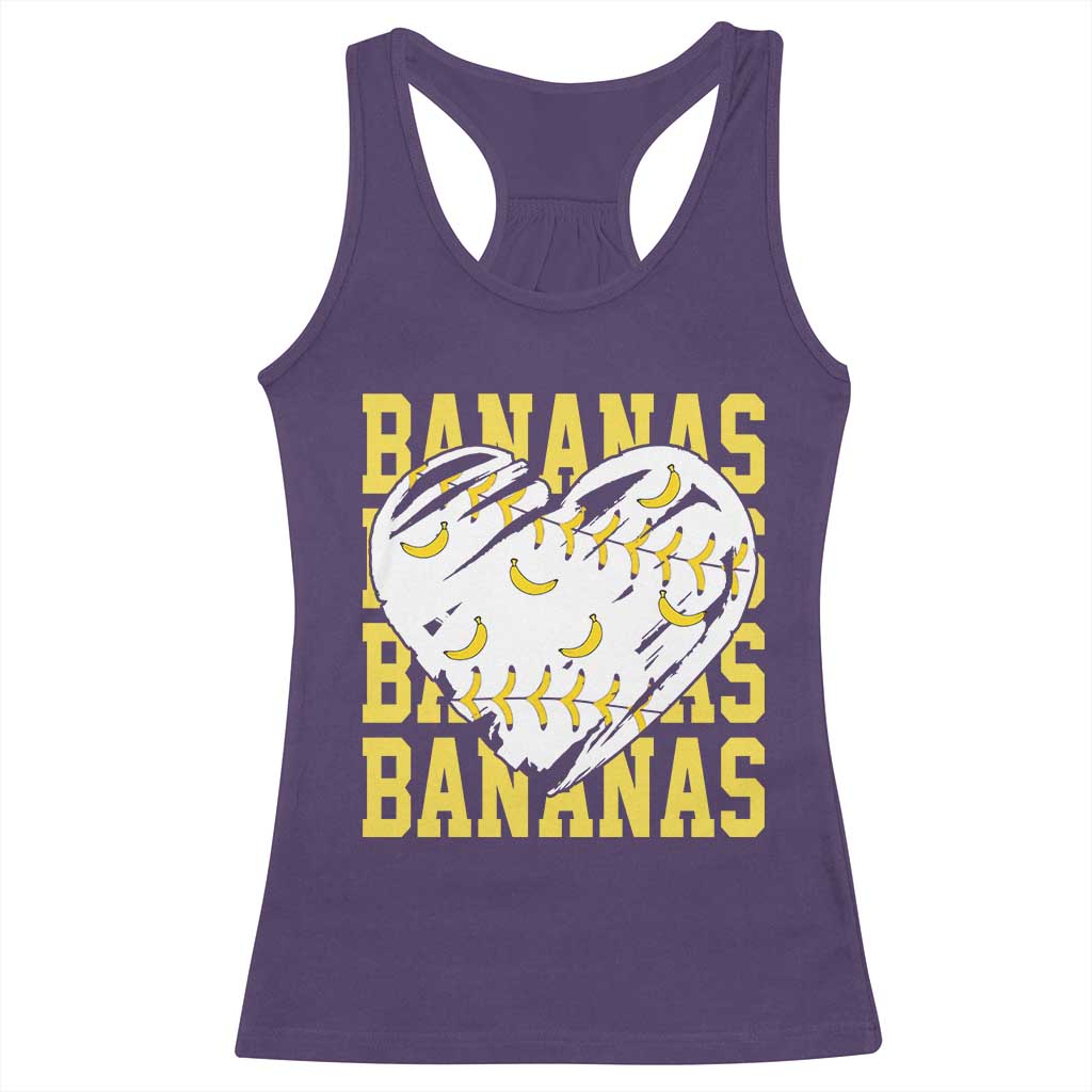 Retro Bananas Racerback Tank Top Vintage Baseball Heart Graphic Game Day Gifts TS10 Purple Print Your Wear