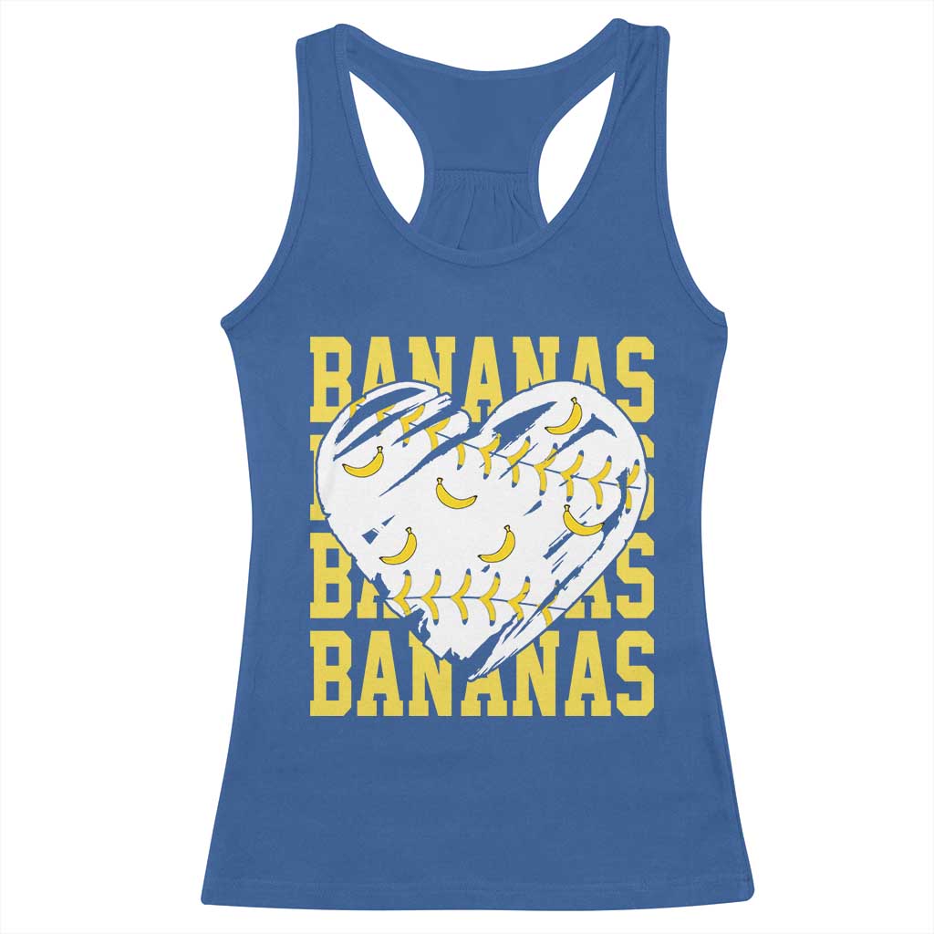 Retro Bananas Racerback Tank Top Vintage Baseball Heart Graphic Game Day Gifts TS10 Royal Blue Print Your Wear