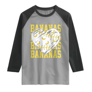 Retro Bananas Raglan Shirt Vintage Baseball Heart Graphic Game Day Gifts TS10 Sport Gray Black Print Your Wear