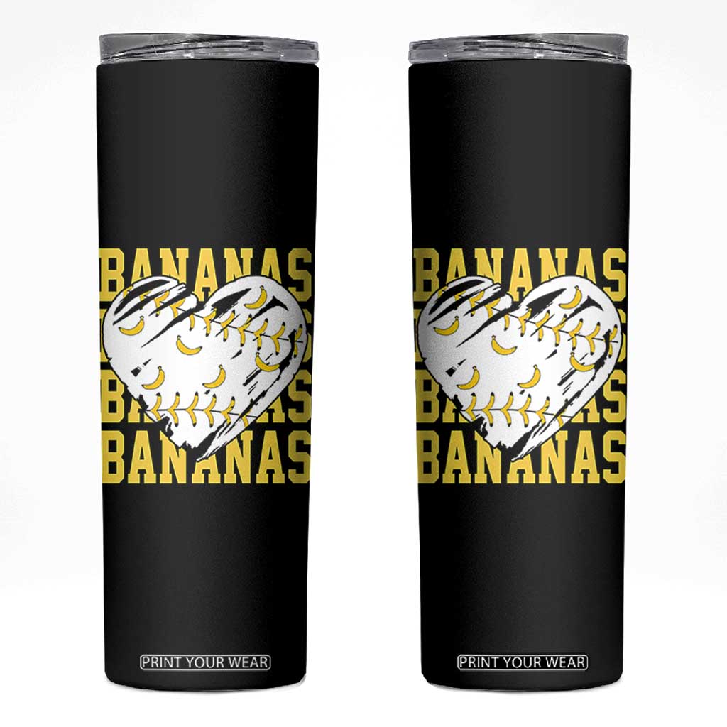 Retro Bananas Skinny Tumbler Vintage Baseball Heart Graphic Game Day Gifts TS10 Black Print Your Wear