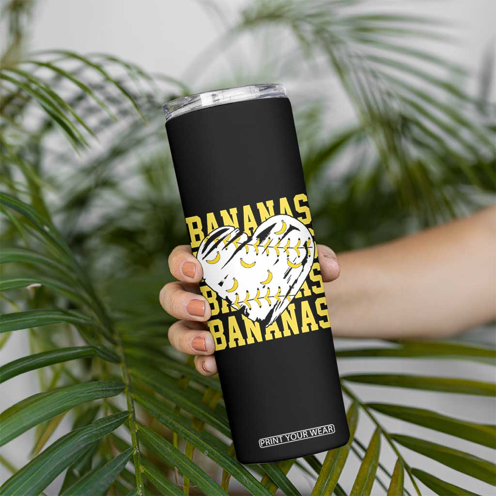 Retro Bananas Skinny Tumbler Vintage Baseball Heart Graphic Game Day Gifts TS10 Print Your Wear