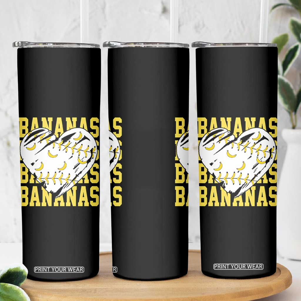 Retro Bananas Skinny Tumbler Vintage Baseball Heart Graphic Game Day Gifts TS10 Print Your Wear
