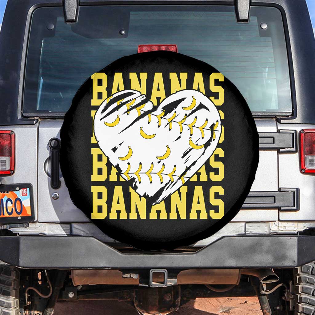 Retro Bananas Spare Tire Cover Vintage Baseball Heart Graphic Game Day Gifts TS10 No hole Black Print Your Wear