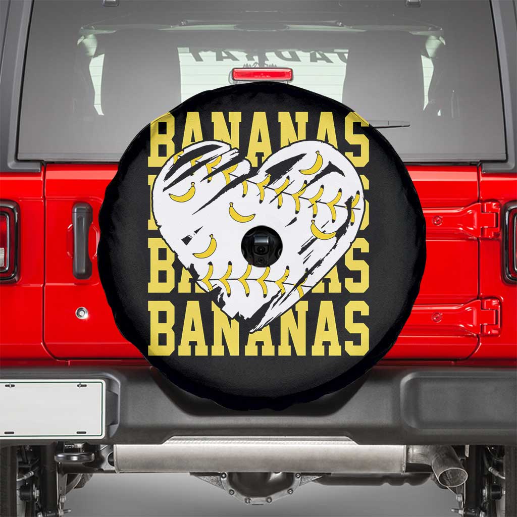 Retro Bananas Spare Tire Cover Vintage Baseball Heart Graphic Game Day Gifts TS10 Black Print Your Wear