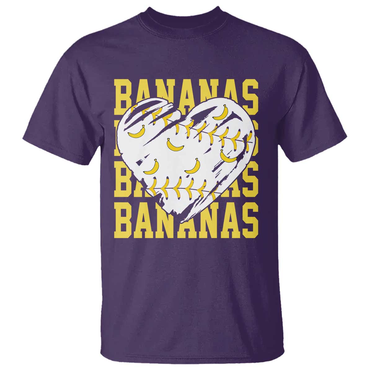 Retro Bananas T Shirt Vintage Baseball Heart Graphic Game Day Gifts TS10 Purple Print Your Wear