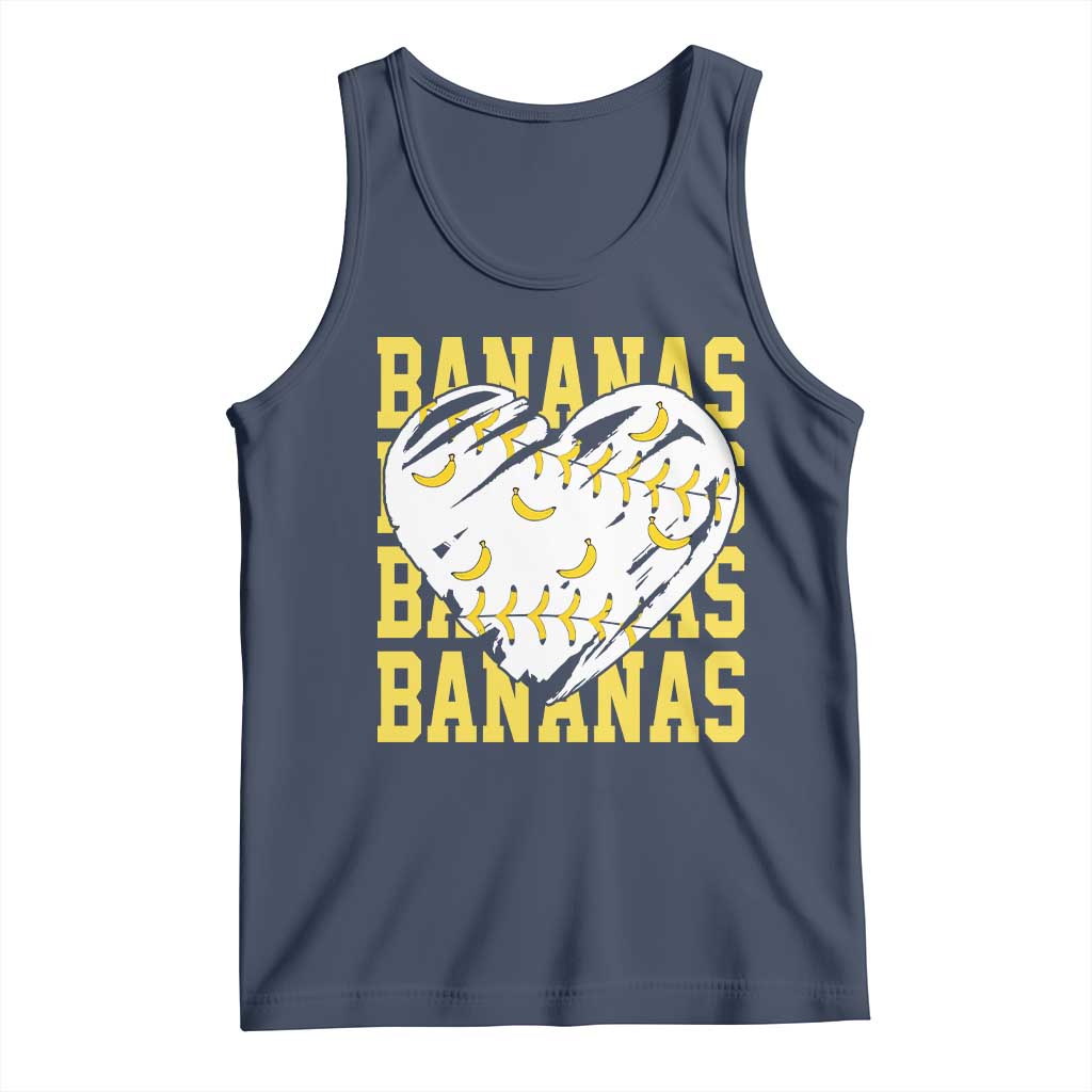 Retro Bananas Tank Top Vintage Baseball Heart Graphic Game Day Gifts TS10 Navy Print Your Wear