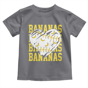 Retro Bananas Toddler T Shirt Vintage Baseball Heart Graphic Game Day Gifts TS10 Charcoal Print Your Wear