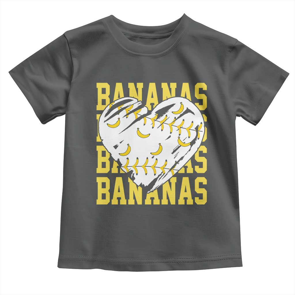 Retro Bananas Toddler T Shirt Vintage Baseball Heart Graphic Game Day Gifts TS10 Dark Heather Print Your Wear