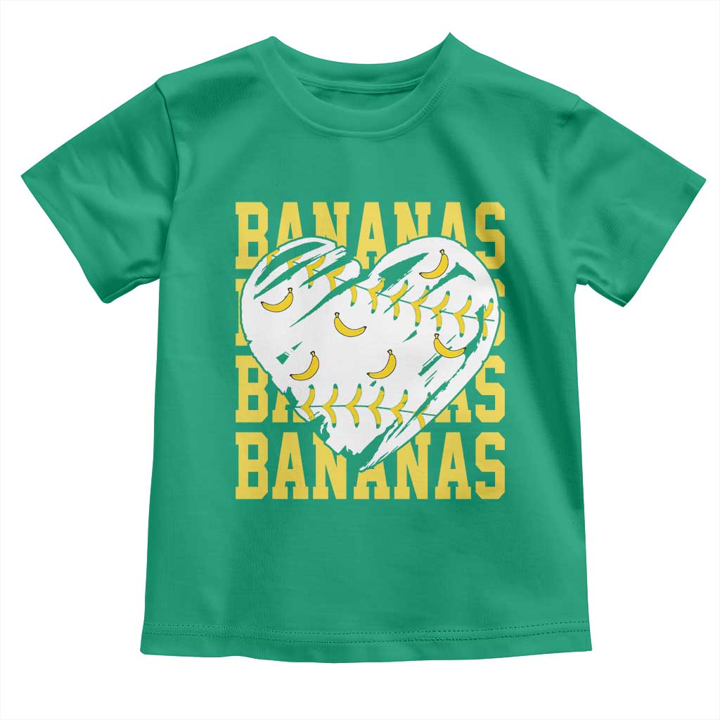 Retro Bananas Toddler T Shirt Vintage Baseball Heart Graphic Game Day Gifts TS10 Irish Green Print Your Wear