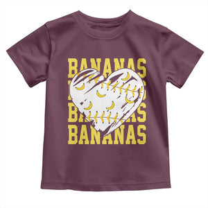 Retro Bananas Toddler T Shirt Vintage Baseball Heart Graphic Game Day Gifts TS10 Maroon Print Your Wear