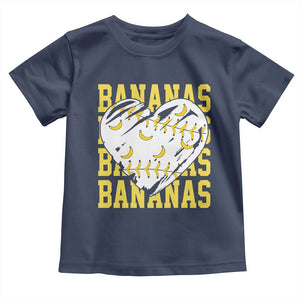 Retro Bananas Toddler T Shirt Vintage Baseball Heart Graphic Game Day Gifts TS10 Navy Print Your Wear