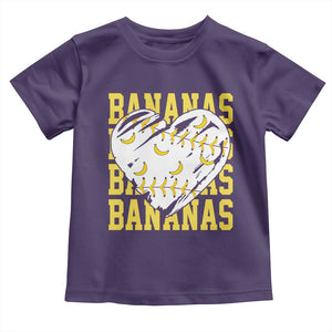 Retro Bananas Toddler T Shirt Vintage Baseball Heart Graphic Game Day Gifts TS10 Purple Print Your Wear