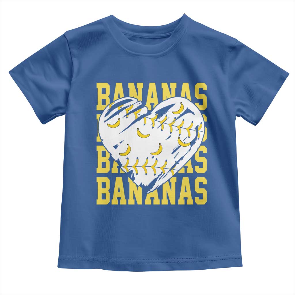 Retro Bananas Toddler T Shirt Vintage Baseball Heart Graphic Game Day Gifts TS10 Royal Blue Print Your Wear