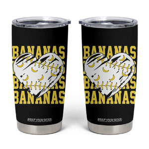 Retro Bananas Tumbler Cup Vintage Baseball Heart Graphic Game Day Gifts TS10 Black Print Your Wear