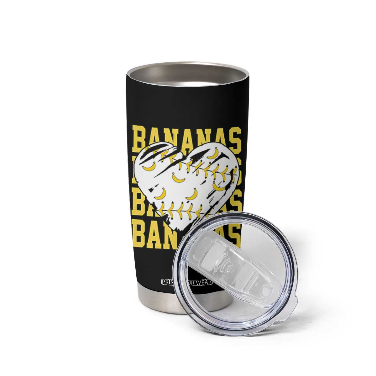 Retro Bananas Tumbler Cup Vintage Baseball Heart Graphic Game Day Gifts TS10 Print Your Wear