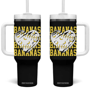 Retro Bananas Tumbler With Handle Vintage Baseball Heart Graphic Game Day Gifts TS10 One Size: 40 oz Black Print Your Wear