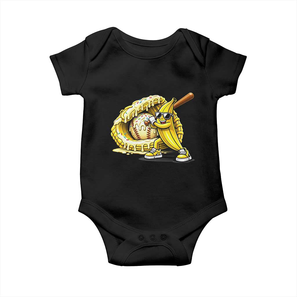 Baseball Banana Baby Onesie Funny Baseball Glove Drip Kids Youth Boys Girls TS10 Black Print Your Wear