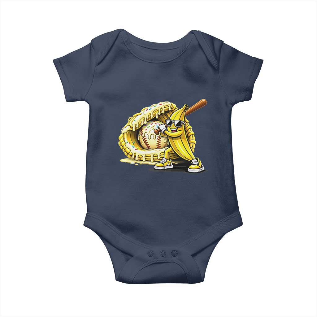Baseball Banana Baby Onesie Funny Baseball Glove Drip Kids Youth Boys Girls TS10 Navy Print Your Wear