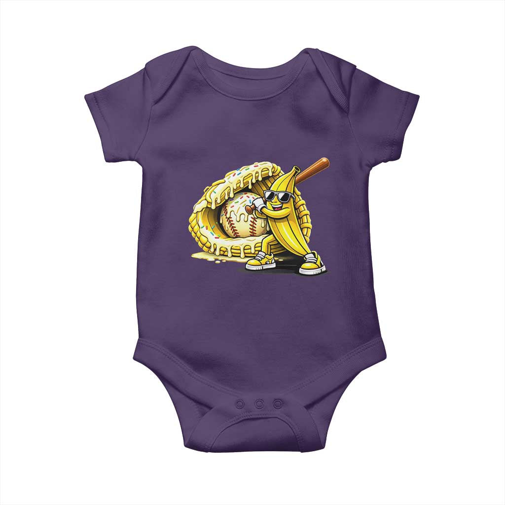 Baseball Banana Baby Onesie Funny Baseball Glove Drip Kids Youth Boys Girls TS10 Purple Print Your Wear