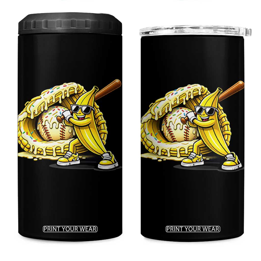 Baseball Banana 4 in 1 Can Cooler Tumbler Funny Baseball Glove Drip Kids Youth Boys Girls TS10 One Size: 16 oz Black Print Your Wear