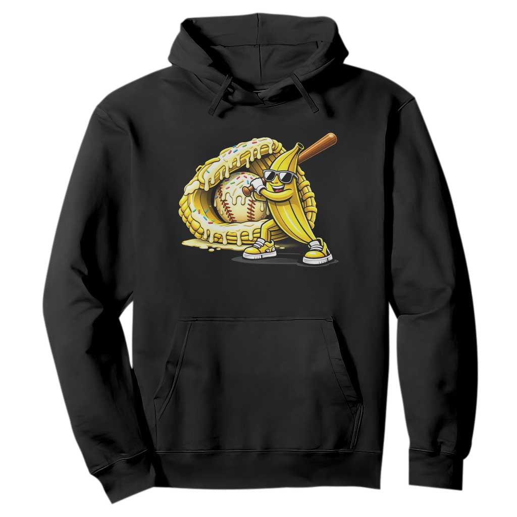 Baseball Banana Hoodie Funny Baseball Glove Drip Kids Youth Boys Girls TS10 Black Print Your Wear