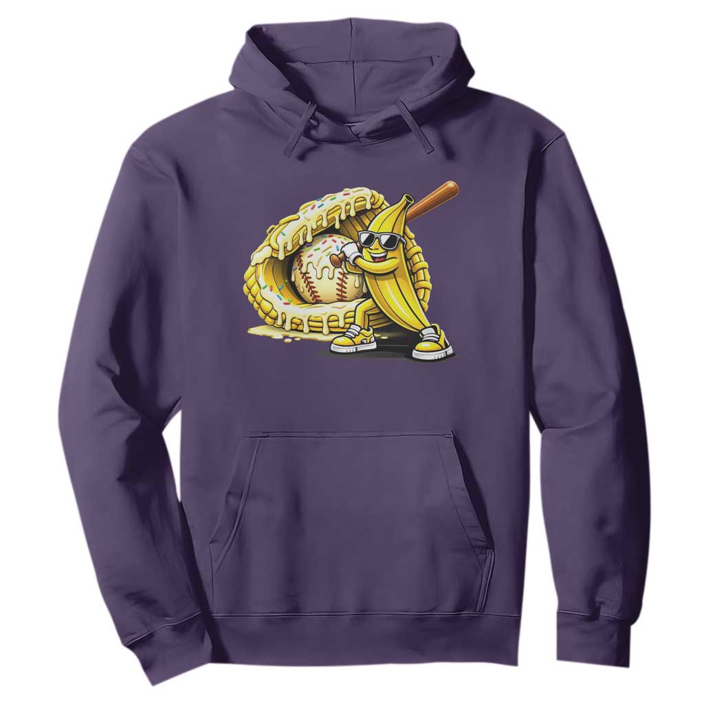Baseball Banana Hoodie Funny Baseball Glove Drip Kids Youth Boys Girls TS10 Purple Print Your Wear