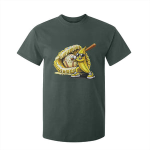 Baseball Banana T Shirt For Kid Funny Baseball Glove Drip Kids Youth Boys Girls TS10 Dark Forest Green Print Your Wear