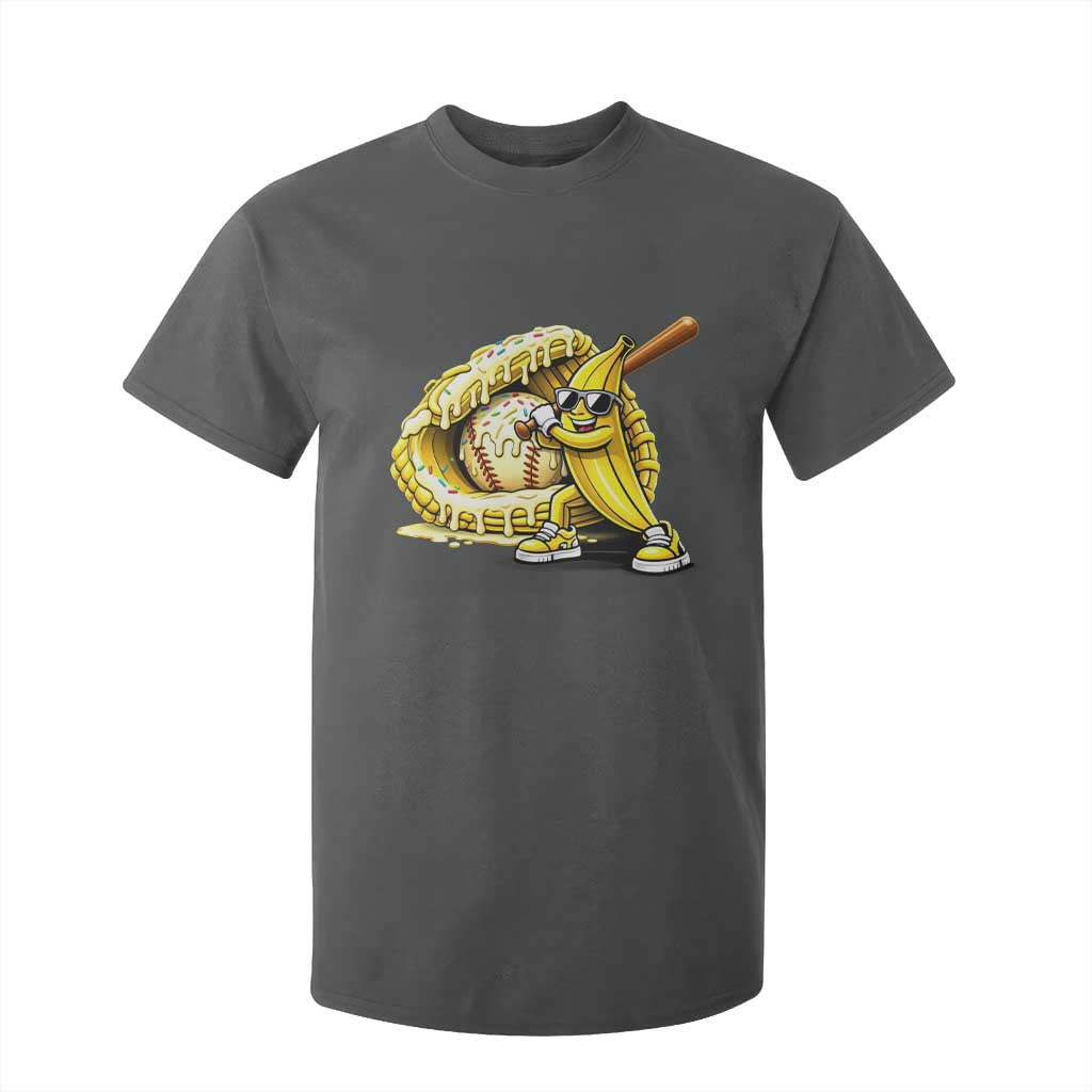 Baseball Banana T Shirt For Kid Funny Baseball Glove Drip Kids Youth Boys Girls TS10 Dark Heather Print Your Wear