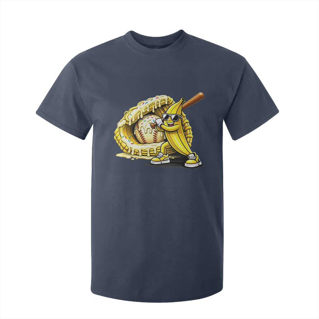 Baseball Banana T Shirt For Kid Funny Baseball Glove Drip Kids Youth Boys Girls TS10 Navy Print Your Wear