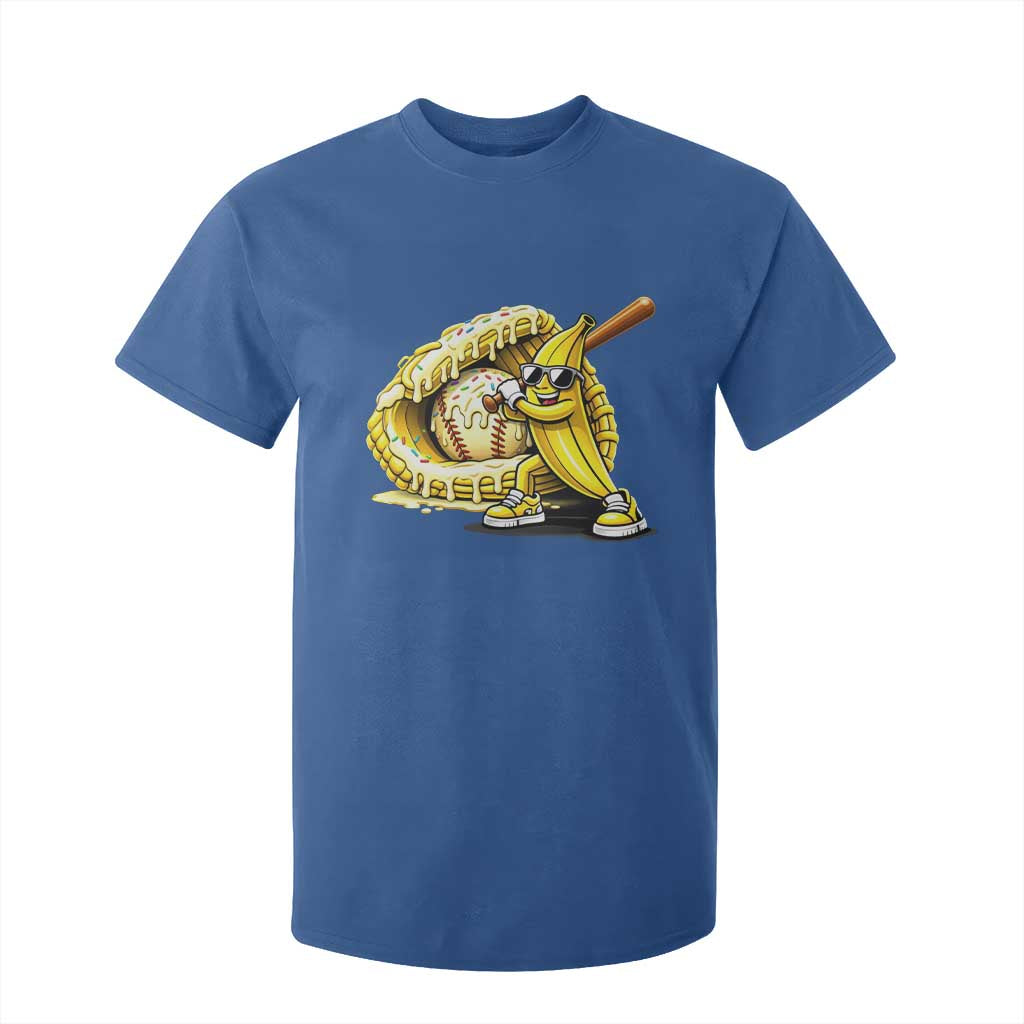 Baseball Banana T Shirt For Kid Funny Baseball Glove Drip Kids Youth Boys Girls TS10 Royal Blue Print Your Wear