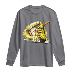 Baseball Banana Long Sleeve Shirt Funny Baseball Glove Drip Kids Youth Boys Girls TS10 Charcoal Print Your Wear