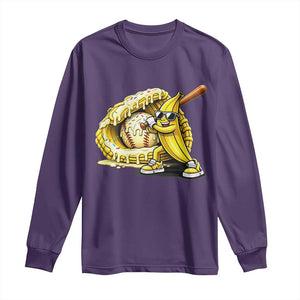 Baseball Banana Long Sleeve Shirt Funny Baseball Glove Drip Kids Youth Boys Girls TS10 Purple Print Your Wear